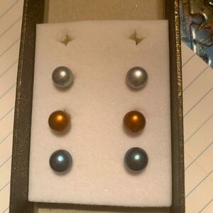 Elegant Multi-Color Pearl Stud Earrings Set